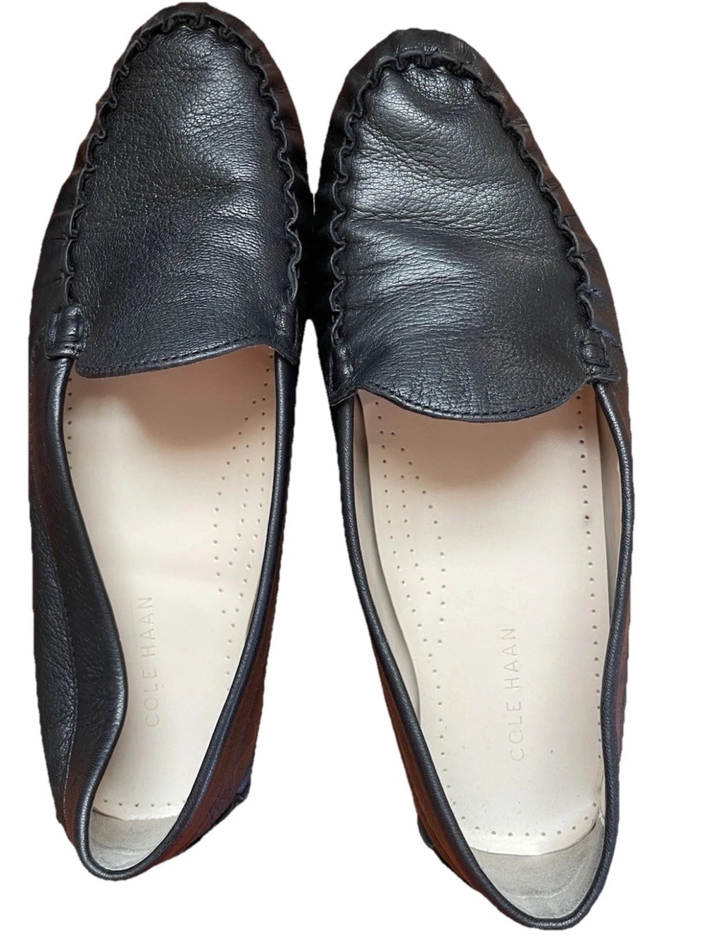 Cole Haan Women's Black Leather Slip-On Loafers Evelyn Driving Comfort